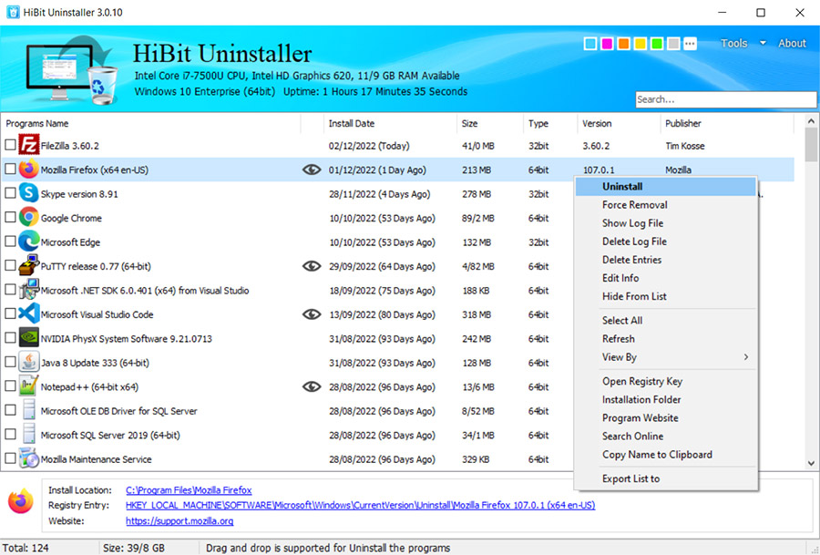 instaling HiBit Uninstaller 3.1.40
